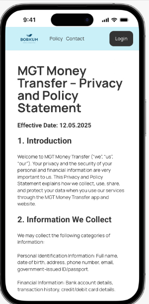 MGT Money Transfer Screenshot 1