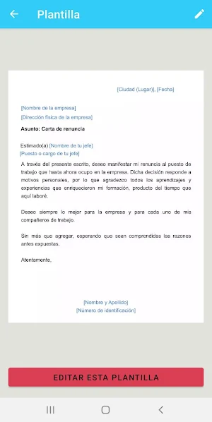 Carta de renuncia Screenshot 1