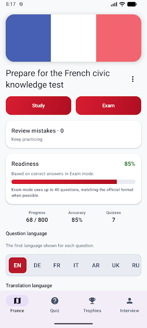 French Citizenship Test Screenshot 0