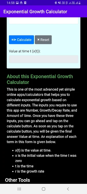 Exponential Growth Calculator Screenshot 2