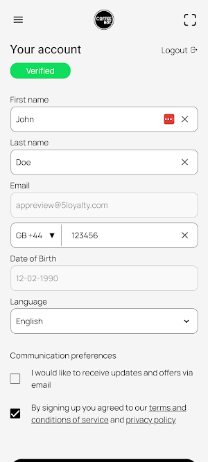 Coffeeboy Rewards Screenshot 2