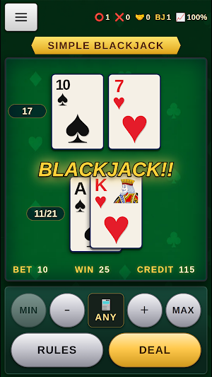 Simple Blackjack Card Game Screenshot 2