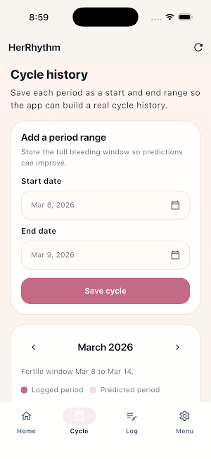 HerRhythm - Cycle Tracker Screenshot 3