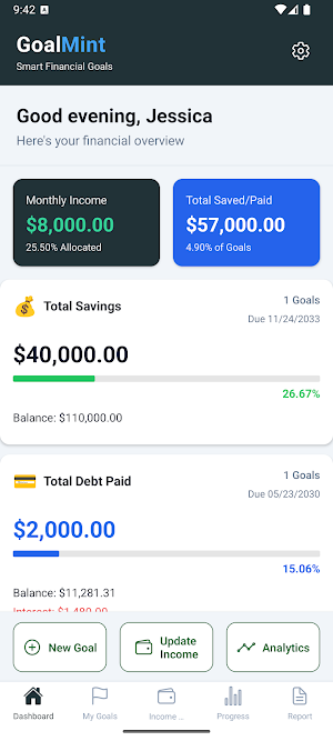 GoalMint: Finance Goal Tracker Screenshot 0