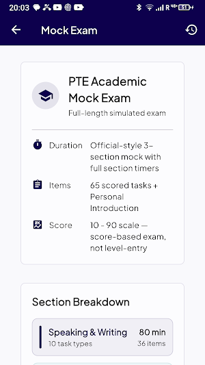 PTE Academic 2026 Mock Exam Screenshot 3
