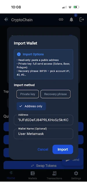 Cryptochain Payment Screenshot 1