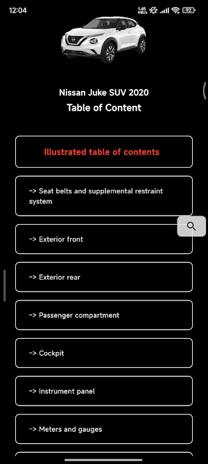 My Car User Manual Nissan Juke Screenshot 1