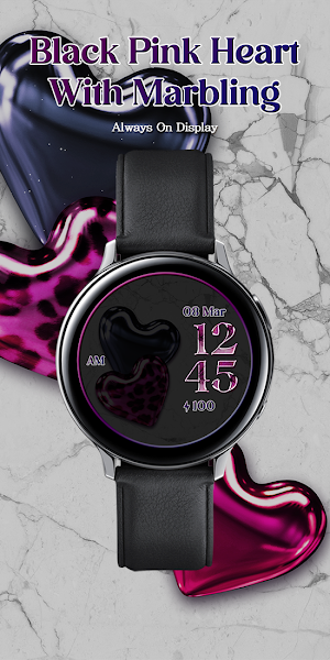 Black Pink Heart_Watchface Screenshot 0