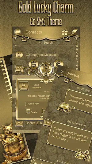 Gold Lucky Charm Go SMS theme Screenshot 0