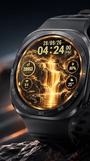 A015 Golden Digital Watch Face Screenshot 3