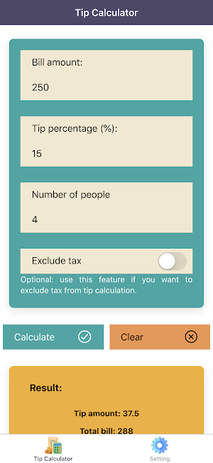 Tip Calculator Pro Screenshot 0