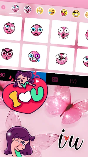 Pink Butterfly Keyboard Background Screenshot 2