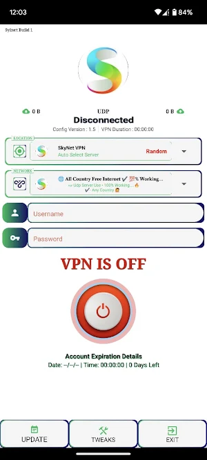 Skynet vpn UDP Screenshot 1