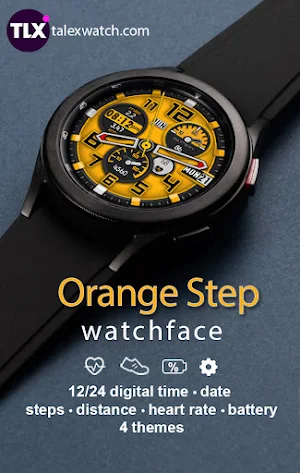 Orange Step Watch Face Screenshot 0
