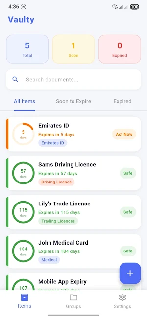 Vaulty - Document Expiry Track Screenshot 0