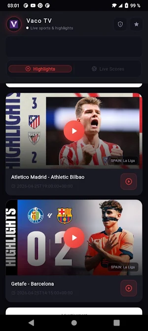 Vaco TV Football & Live Score Screenshot 1