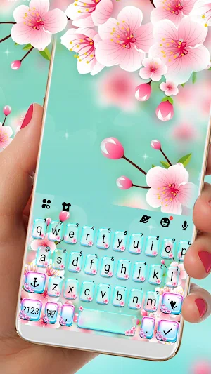 Pink Blossoms Keyboard Background Screenshot 0