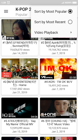 K-POP Tube - Popular & Recent Screenshot 3