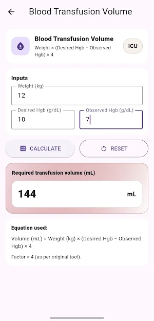 Pediatric Anesthesia Tools Screenshot 2