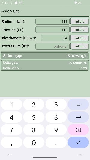 Anion Gap Calculator Screenshot 1