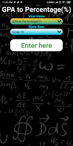 CGPA/SGPA/GPA to Percentage Screenshot 1