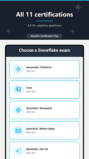 SnowPro 11-Cert Exam Prep Screenshot 0
