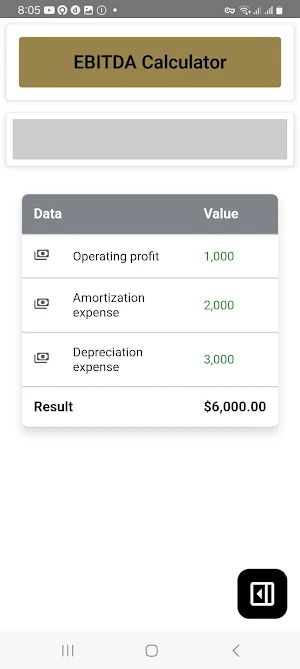 EBITDA Calculator Screenshot 1