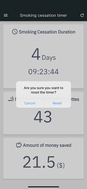 Smoking cessation timer Screenshot 1
