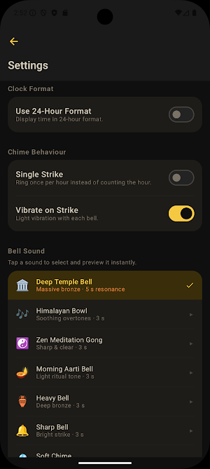 Temple Bell Clock Hourly Chime Screenshot 3