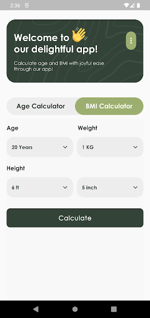 Age and BMI Calculator Screenshot 0