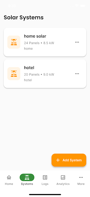 Solar Panel Log Screenshot 2