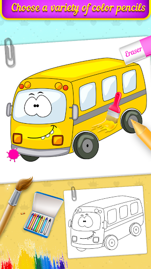 Vehicle Drawing and Coloring Book Screenshot 2