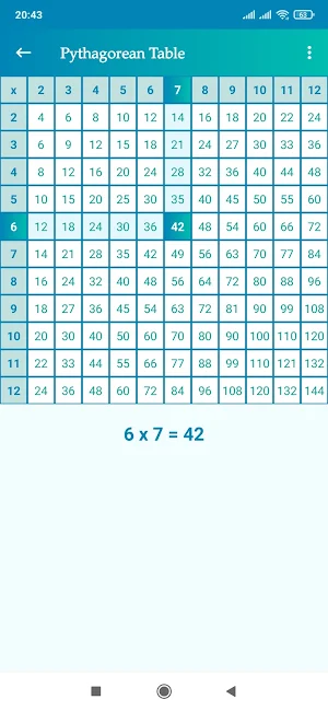 Multiplication Table Screenshot 1