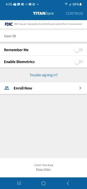 Titan Bank Mobile Screenshot 0