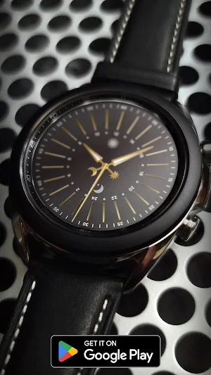Golden Sun And Moon Watch Face Screenshot 1