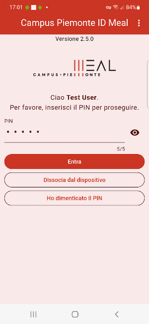 Campus Piemonte ID Meal Screenshot 1
