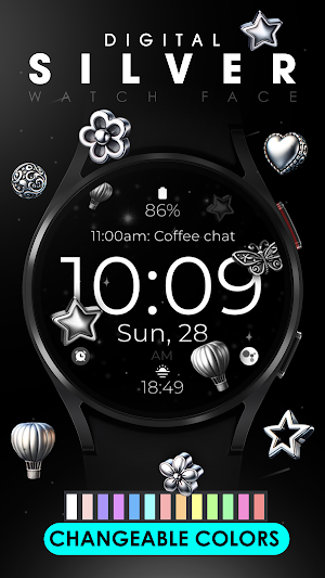 Digital Silver Watch Face Screenshot 2