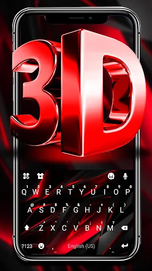 Red Black 3D Keyboard Theme Screenshot 0