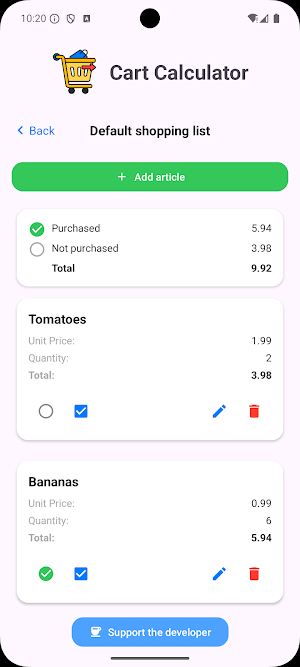 SJ Cart Calculator Screenshot 2