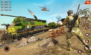 US Army Train Gunship Attack : Train Driving Games Screenshot 3
