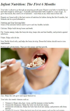 Baby Nutrition Guide Screenshot 1