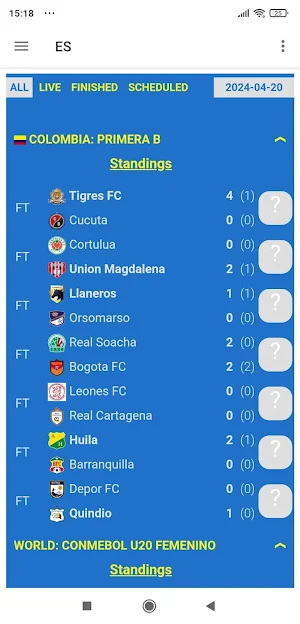 Elephant football Standings Screenshot 0