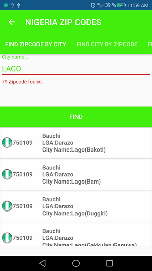 NIGERIA POSTCODES Screenshot 1