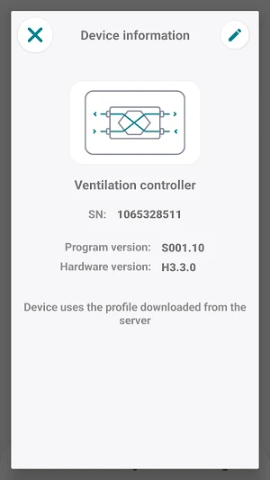 ProAirVENT Local Control Screenshot 2