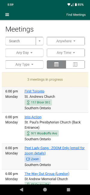 C.A. Meeting Finder Screenshot 1