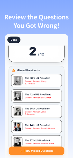 Name the US Presidents Quiz Screenshot 2