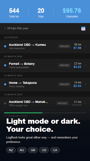 LogBook - Mileage Tracker Screenshot 1