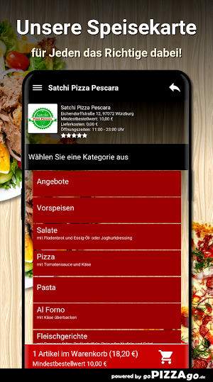 Satchi Pizza Pescara Würzburg Screenshot 3