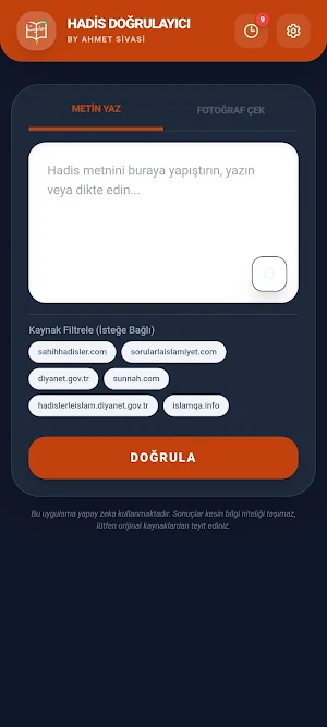 Hadis Doğrulayıcı Screenshot 1