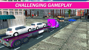 Pink Trailer Truck Driver Adventure 3D Car Carrier Screenshot 1